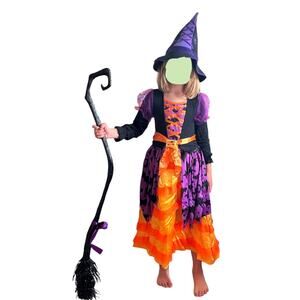 Girls Light Up Witch Tutu Costume 5-7 Dress Hat Broom Kids Halloween NEW party